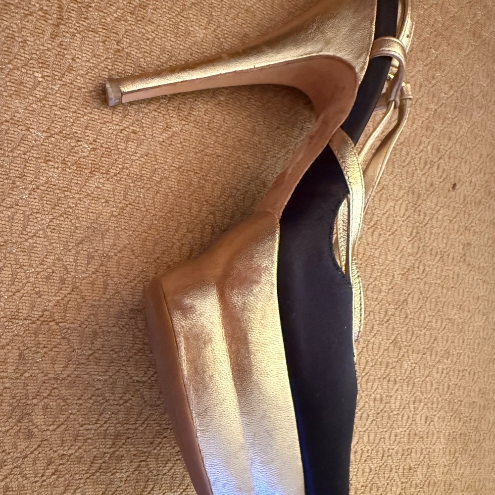 Miu Miu Black and Gold Platform Heels - Picture 10 of 14
